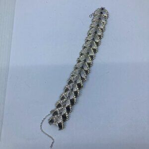 Vtg BOUCHER ? rhodium silver tone rhinestone bracelet